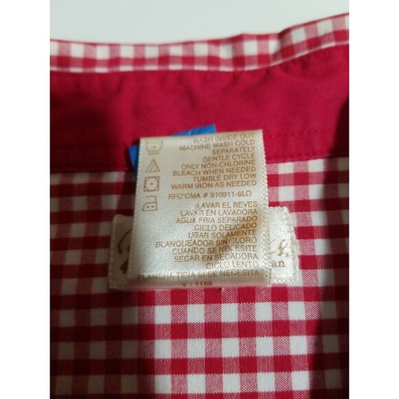 Bobbie Brooks Vintage Faux 2 Piece Red Top Size 14W Embroidered Beads Gingham Tw - Picture 13 of 13